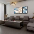 Quadro Luxo Trio Abstrato Nuvens Canvas com Moldura 129x53cm