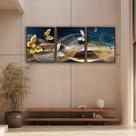Quadro Luxo Trio Borboletas Voando Canvas 129x53cm