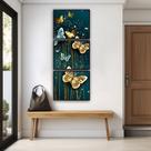 Quadro Luxo Trio Verde Borboletas Voando Canvas 129x53cm
