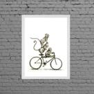 Quadro Macaquinhos Na Bicicleta 33x24cm - com vidro Quadro Macaquinhos Na Bicicleta 33x24cm - com vidro