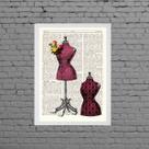 Quadro Manequins Atelier De Costura 24x18cm - com vidro