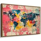 Quadro Mapa Mundi - Cores de Sonhos e Culturas Quadro Mapa Mundi - Cores de Sonhos e Culturas