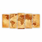 Quadro Mapa Mundi decorativo tons terrosos em Canvas 155x65