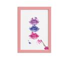 Quadro Maquiagem Bocas Trio Moldura Rosa 22x32cm