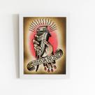Quadro Máquina de Barbear Barbearia Moldura Branca 60x40cm