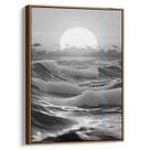 Quadro Mar e seu pôr do Sol preto e branco