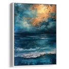 Quadro Mar - Pintura dos Céus Dourados sobre Ondas