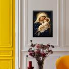 Quadro Maria Menino Jesus - Manto Estrelas 24x18cm - com vidro
