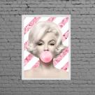Quadro Marilyn Bubble Gum Floral 45x34cm - com vidro