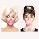 Quadro Marilyn Monroe E Audrey 2 Telas 40x60 Cm Flor Sala