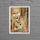 Quadro Máscaras Símbolo Teatro 45x34cm - com vidro