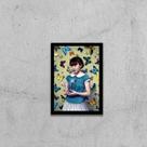 Quadro Menina com Borboletas 24x18cm - com vidro