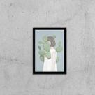Quadro Menina com Cactos 24x18cm