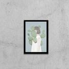 Quadro Menina com Cactos 33x24cm - com vidro