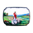 Quadro Mesa Colecionável Jesus Cristo Campo Ovelhas 20x14cm Quadro Mesa Colecionável Jesus Cristo Campo Ovelhas 20x14cm