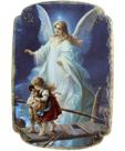 Quadro Mesa Colecionável Natal Anjo Da Guarda Crianças 20cm