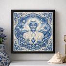 Quadro Mestre Irineu Santo Daime 33x33cm Mold Branca