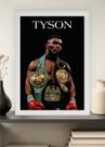 Quadro Mike Tyson Campeão Mundial com Vidro e Moldura Branca Tamanho:21cm x 30cm (A4)