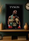 Quadro Mike Tyson Campeão Mundial com Vidro e Moldura Preta Tamanho:21cm x 30cm (A4)