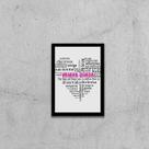 Quadro Minha Dinda Qualidades Coração Branco 33x24cm - com vidro