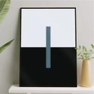 Quadro Minimalista Abstrato Azul Petróleo e Preto 24x18cm - com vidro