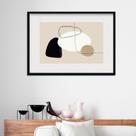 Quadro Minimalista Bege Com Preto - 60x48cm Quadro Minimalista Bege Com Preto - 60x48cm