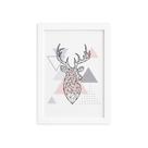 Quadro Minimalista Cabeça de Alce Moldura Branca 33x43cm