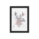 Quadro Minimalista Cabeça de Alce Moldura Preta 22x32cm