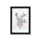Quadro Minimalista Cabeça de Alce Moldura Preta 33x43cm