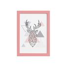 Quadro Minimalista Cabeça de Alce Moldura Rosa 22x32cm