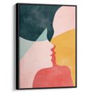 Quadro Minimalista - Interação de Perfis Abstratos e Cores