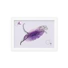 Quadro Minimalista Safari Onça Lilás Moldura Branca 22x32c