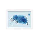Quadro Minimalista Safari Rinoceronte Moldura Branca 33x43cm