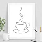 Quadro Minimalista Xícara De Café OneLine 33x24cm