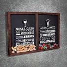 Quadro Misto para Rolhas e Tampinhas - Nesta Casa... - Quadro Novo