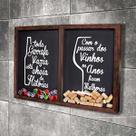 Quadro Misto para Rolhas e Tampinhas - Toda Garrafa e Passar dos vinhos - Quadro Novo Quadro Misto para Rolhas e Tampinhas - Toda Garrafa e Passar dos vinhos - Quadro Novo