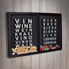 Quadro Misto para Rolhas e Tampinhas - Vinho e Cervejas no Mundo - Quadro Novo