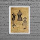 Quadro Modelos Manequim De Costura 33x24cm - com vidro