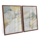 Quadro Moderno Folhas Em Dourado Branco Abstrato Para Sala 90x60 Cm C/ Moldura e Vidro - Bimper