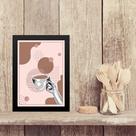Quadro Moderno Gravura Café Rosa 33x24cm - com vidro