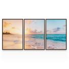 Quadro Moderno Praia Mar Pôr Do Sol Paisagem Ao Entardecer Kit Com Moldura - Bimper Quadro Moderno Praia Mar Pôr Do Sol Paisagem Ao Entardecer Kit Com Moldura - Bimper