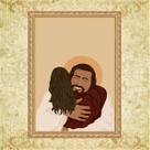 Quadro Moldura Dourada Abraço De Jesus 45x34cm Quadro Moldura Dourada Abraço De Jesus 45x34cm