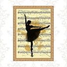 Quadro Moldura Dourada Bailarina Partitura 45x34cm