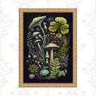 Quadro Moldura Dourada Botânica Cogumelos 33x24cm Quadro Moldura Dourada Botânica Cogumelos 33x24cm