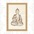 Quadro Moldura Dourada Buda Indiano 24x18cm