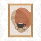 Quadro Moldura Dourada Café Aquarela 33x24cm