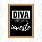 Quadro Moldura Dourada Diva Não Gasta Investe 24x18cm Quadro Moldura Dourada Diva Não Gasta Investe 24x18cm
