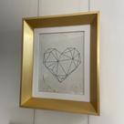 quadro moldura dourada e branca vidro liso