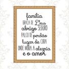 Quadro Moldura Dourada Família Graça Deus 24x18cm Quadro Moldura Dourada Família Graça Deus 24x18cm