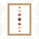 Quadro Moldura Dourada Fases Lua Boho 33x24cm